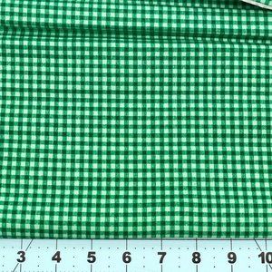 2 Green Check Cotton Fabric Fat Quarters